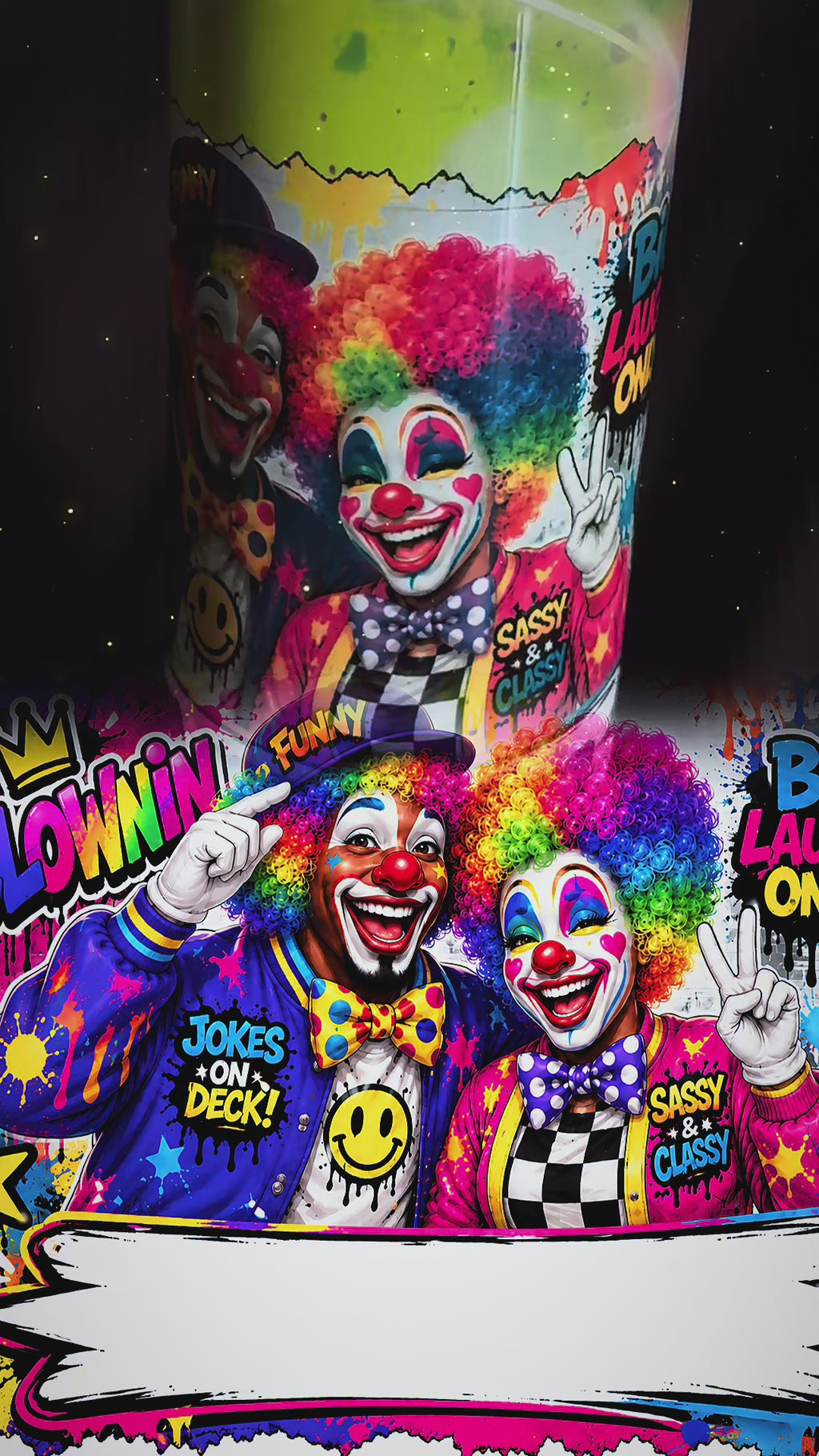 Rainbow clowning tumbler